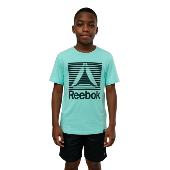 Reebok Boy's Dri-Fit Moisture Short Sleeve Cockatoo Black T Shirt Medium - Picture 1 of 5